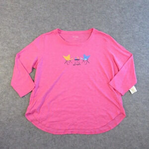 Habitat Women's Escape T Shirt Casual  XL Top Pink Cotton 3/4 Sleeve Camping 210